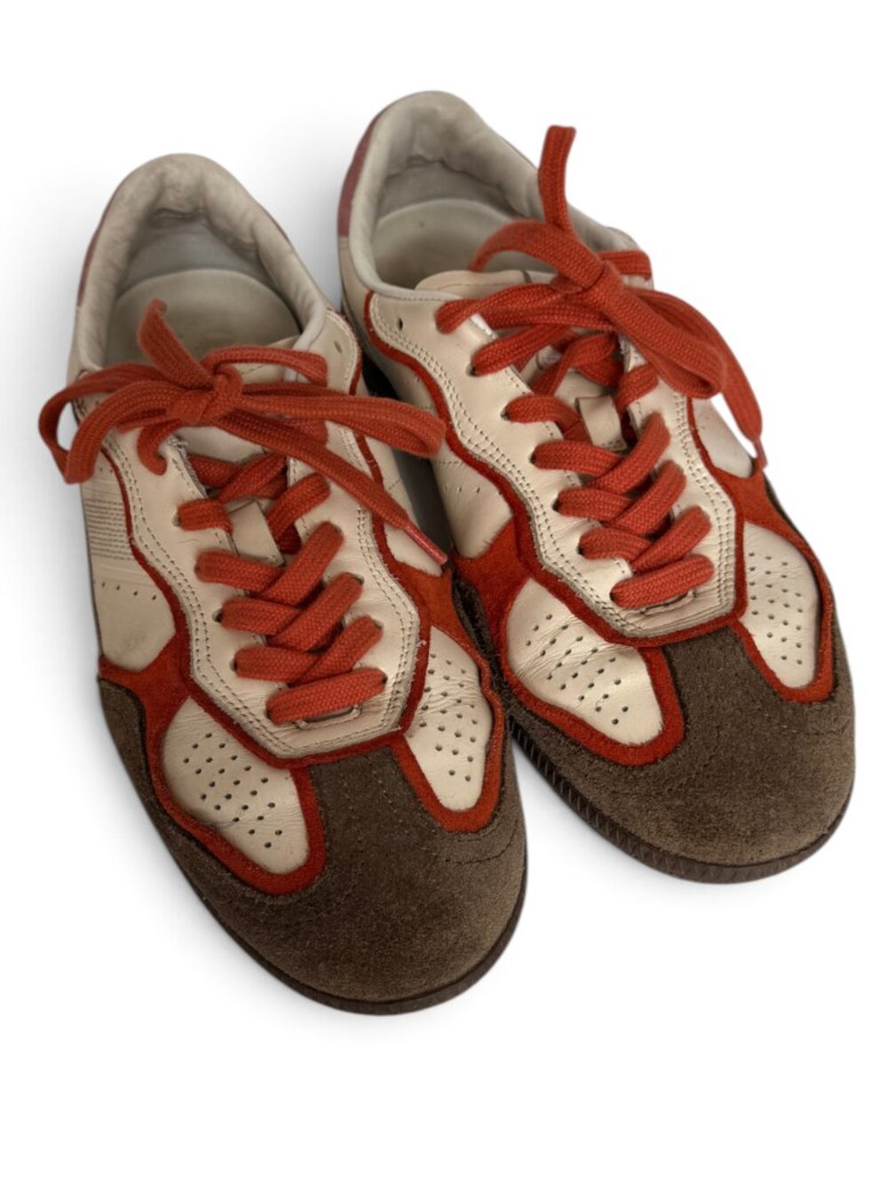 ALOHAS Tb.490 Bicolor Orange Pink Leather Sneakers Gum Sole Womens US 9 EU 40